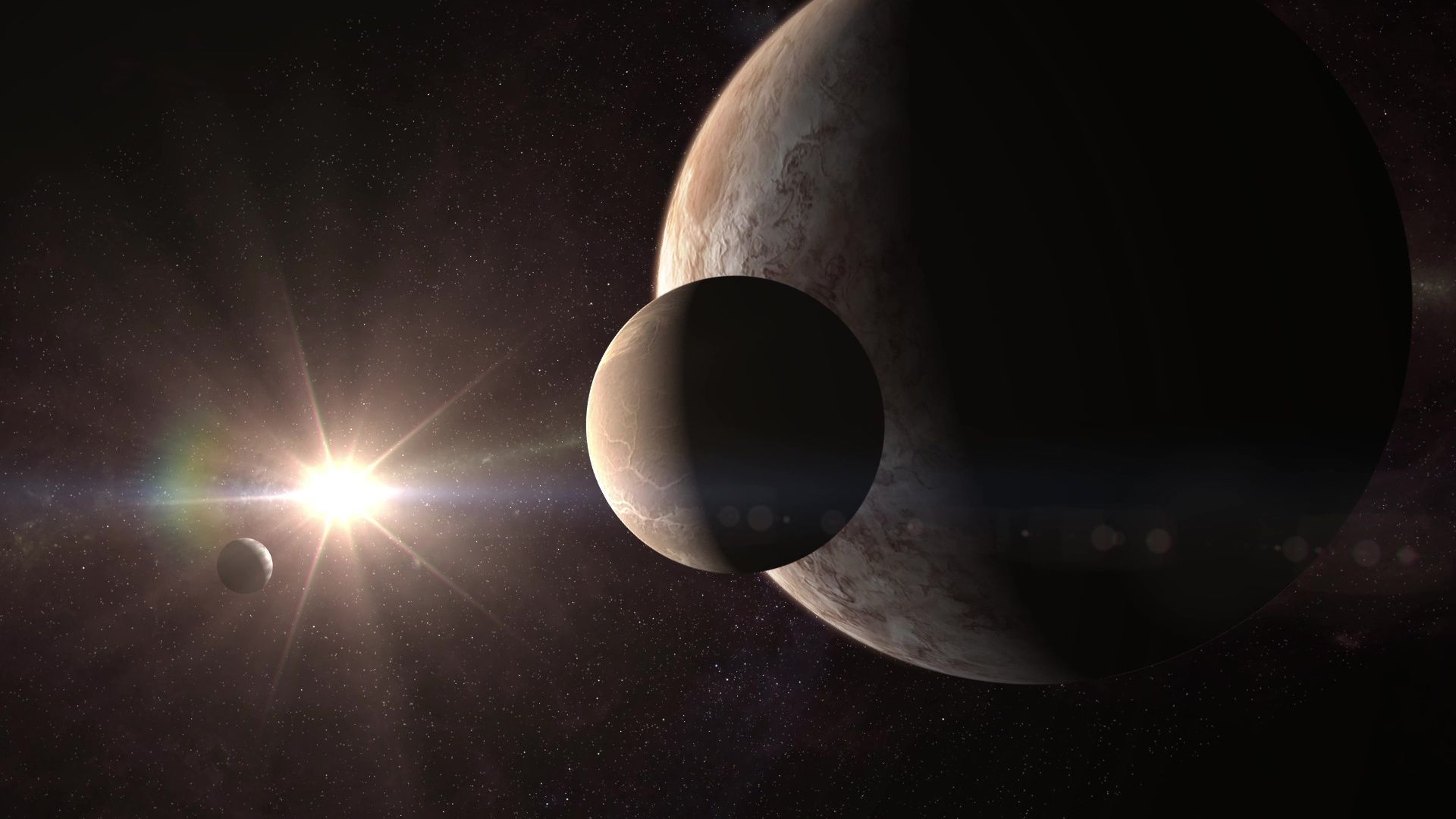 Artist´s impression exoplanets orbiting star.