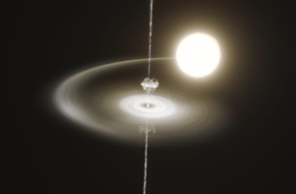Interpretació artística del púlsar PSR J1023+0038. Crèdits: ESO/M. Kornmesser.