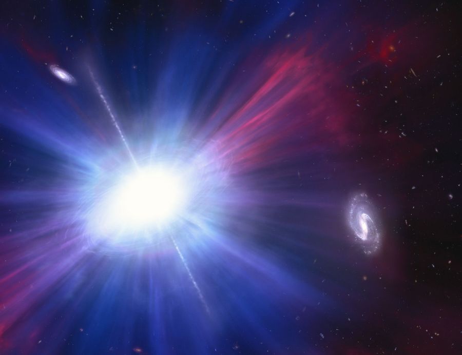 Artist's concept of one of the brightest explosions ever seen in space: a Luminous Fast Blue Optical Transient (LFBOT). Credits: NASA, ESA, NSF's NOIRLab, Mark Garlick, Mahdi Zamani.