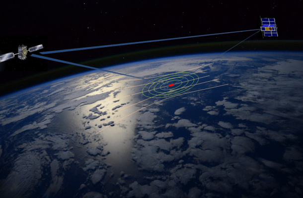 La missió PRETTY provant la tècnica de reflectometria rasant. Crèdits: ESA. 