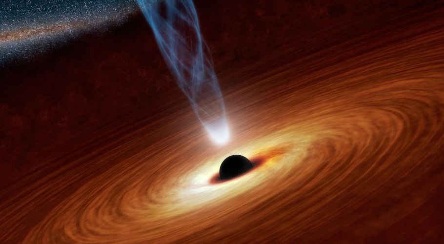 Artist's illustration of a supermassive black hole at the center of a galaxy.