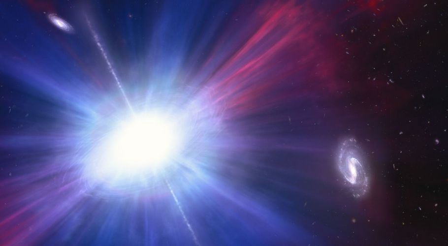 Artist's concept of one of the brightest explosions ever seen in space: a Luminous Fast Blue Optical Transient (LFBOT). Credits: NASA, ESA, NSF's NOIRLab, Mark Garlick, Mahdi Zamani.