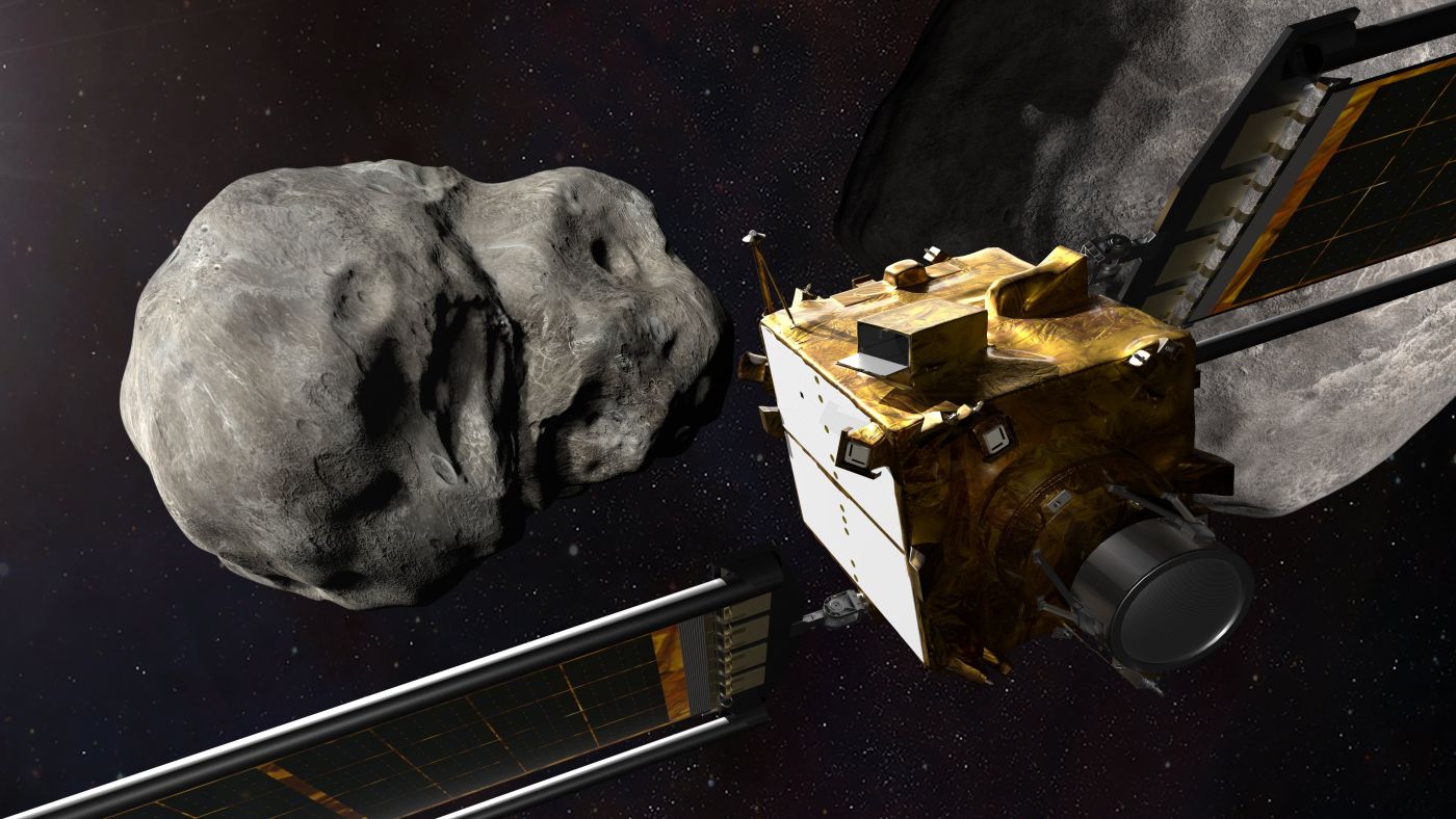 Illustration of the DART mission. Credit: NASA/Johns Hopkins APL