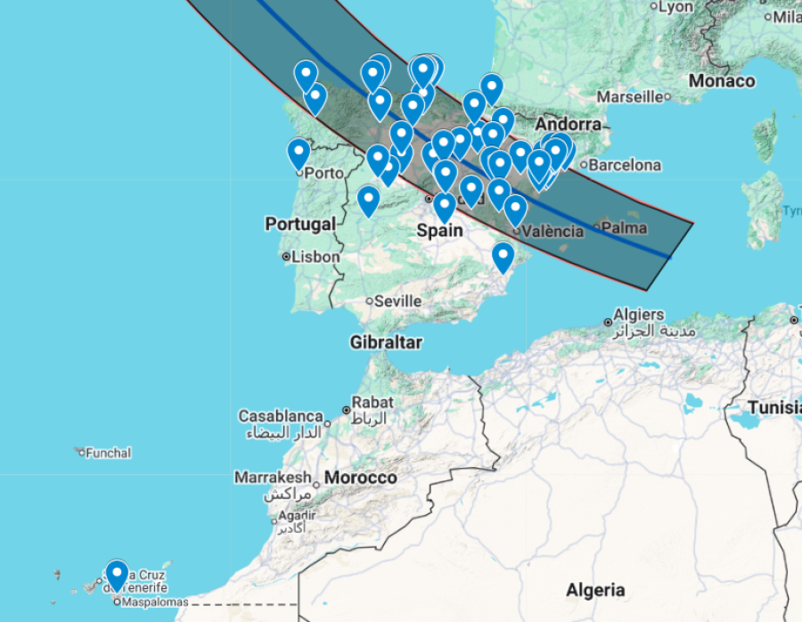 Mapa dels espais de sonificación del projecte Eclipsi Inclusiu. Crèdits: Eclipsi Inclusiu / ICE-CSIC.