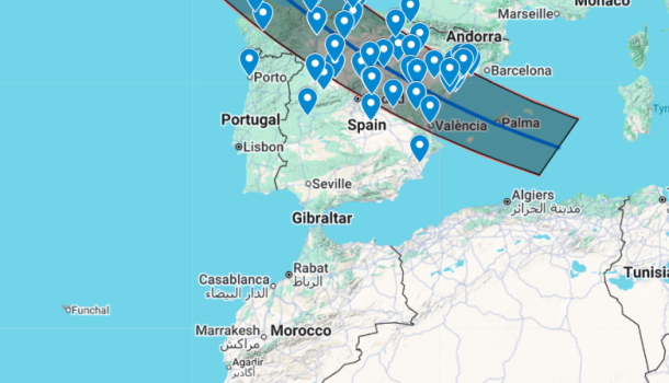 Eclipse Inclusivo's sonification events map. Credits: Eclipse Inclusivo / ICE-CSIC.